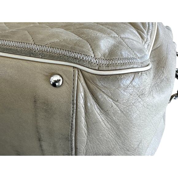 Authentic Chanel Quilted Calfskin Tote – Beige / Silver Hardware - Picture 12 of 16